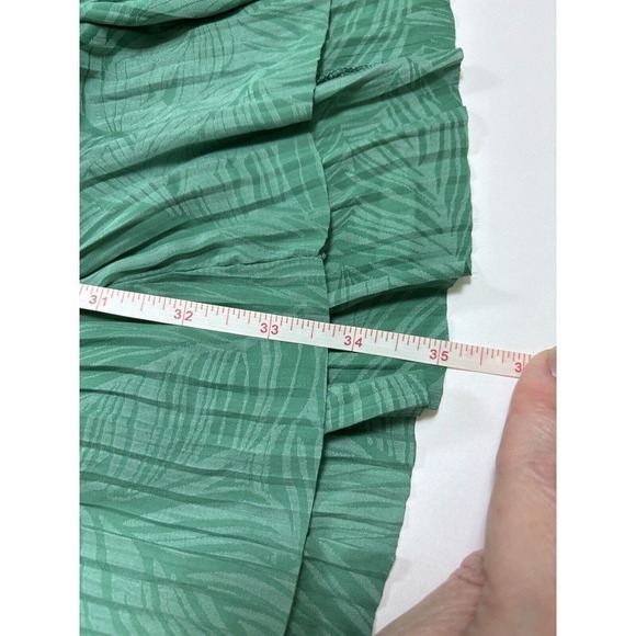 Current Air Anthropologie Zoey Smocked Dress Green Small Ruffled Pleated Print - Picture 7 of 10